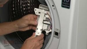 Push the top panel to the rear 1/8 to 1/4 inch 3. Washer Door Latch Replacement Samsung Washer Repair Part Dc34 00024b Samsung Washing Machine Washer Repair Samsung Washer