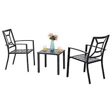 Phi Villa Metal Outdoor Patio Bistro Furniture Set With 2 X Dining Chairs And 1 X Sma Bistro Furniture Black Dining Room Furniture Outdoor Patio Furniture Sets