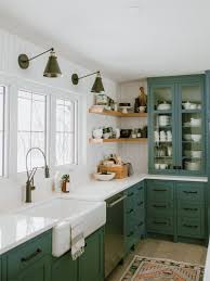 9 Green Kitchen Cabinet Ideas For Your Most Colorful Renovation Yet In 2020 Green Kitchen Cabinets Kitchen Interior Retro Kitchen