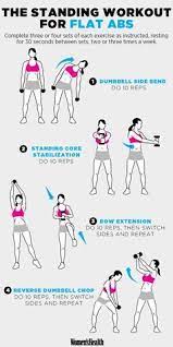 Standing ab exercises with weights. 4 Standing Moves For A Super Flat Stomach Standing Workout Exercise Standing Ab Exercises