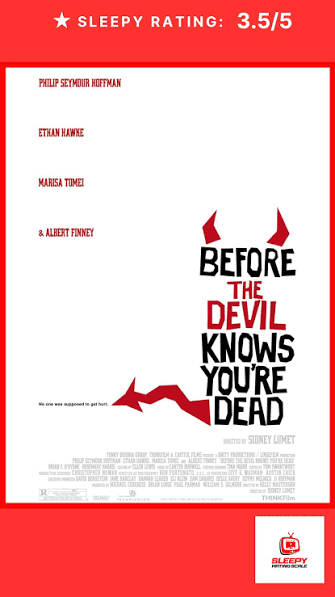 Evening viewing recommendation? Before it leaves the Criterion Channel in  June, watch Sidney Lumet's BEFORE THE DEVIL KNOWS YOU'RE DEAD (2007). The  renowned director brought five decades of cinematic mastery to bear