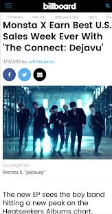 monsta x takes no 2 spot on billboard world album charts