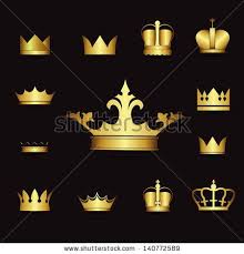 Black Background King Crown Logo Black And White Illustration Set Gold Crowns On Black Background Set Art Sign Icon Gold King Power Queen Crown Black Shiny Royal Symb Gold Crown Crown Blue Crown