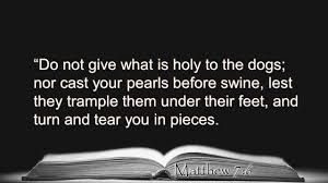 Usually, people use this expression in its negative form, don't cast your pearls before swine. A Principle Concerning When Not To Share The Truth Matthew 7 6 Reformed Baptist Blog