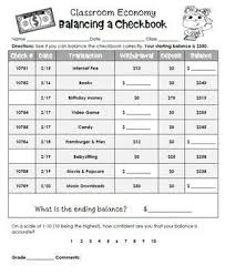 Balancing A Checkbook Activity Part Of Classroom Economy Unit Life Skills Lessons Classroom Economy Teaching Life Skills
