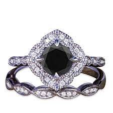 2 Carat Round Black Diamond Engagement Ring With Vintage Band 10k Black G In 2021 Black Diamond Wedding Rings Black Band Engagement Rings Black Diamond Ring Engagement