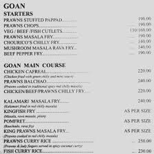 Spread over a 5000 sq. Fisherman S Cove Menu Menu For Fisherman S Cove Candolim North Goa Goa
