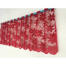 Faux leather rod pocket panel in a floral tooled pattern. 1 Piece 19 7 X78 7 Red Lace Floral Rod Pocket Window Curtain Valance Short Curtain Panel Walmart Canada