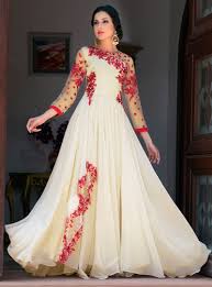 Off White Georgette Floor Length Anarkali Suit 93639 Designer Anarkali Dresses Indian Dresses Anarkali Dress