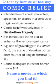 Comic Relief Meaning Characteristics And Examples English Literature Notes Teaching Literature English Literature