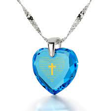 The Lord S Prayer Kj Version 14k White Gold Necklace Zirconia Sterling Silver Heart Necklace Silver Necklace Silver Heart Necklace