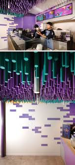 This Bubble Tea Store Draws Customers In With A Brightly Colored Accent Ceiling Tea Store Accent Ceiling Tea Store Design