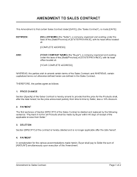 Amendment To Sales Contract Template By Business In A Box