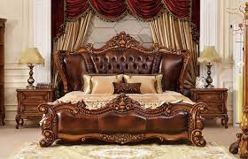 Pin On Ma Xiaoying Bedroom Sets Solid Wood Frame Genuine Leather European Classic Style Carved By Hand