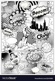 Black And White Comic Art Black And White Comic Book Page Vector Image On With Images Black And White Comics Comic Book Drawing Comic Book Pages