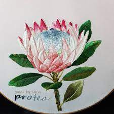 Embroideryhoop Embroiderydesign Handcraft Protea Flower Nakis Howlovely Needleart Embroidery Patterns Machine Embroidery Patterns Needlework Embroidery