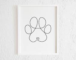 Minimalist Dog Paw Drawing Doodle Wall Art Print Printable Etsy Paw Drawing Doodle Wall Paw Illustration