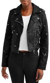 Celsius Women S Star Studded Faux Leather Jacket Studded Faux Leather Jacket Leather Jacket Faux Leather Jackets