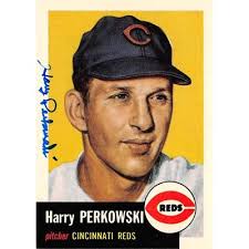 Harry Perkowski Autographed 1953 Bowman Reprint Card #87 Cincinnati Reds  PSA/DNA #83827558