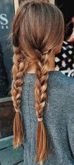 Separate the next 1/4 section into a ponytail directly beneath it and part your first top ponytail into two equal halves.five: Wonderful Double Braids On Long Brown Hair Hair Styles Long Hair Styles Braids For Long Hair