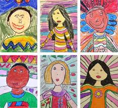 The Primary Portrait Project Oil Pastel Deep Space Sparkle First Grade Art Elementary Art Projects Matisse Art Project