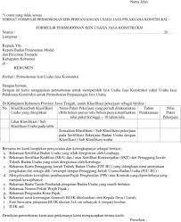 Biasanya, seseorang izin tidak masuk karena suatu keperluan yang tidak bisa dihindarkan, seperti sakit, keperluan keluarga, dan kegiatan lainnya. Formulir Permohonan Izin Usaha Jasa Konstruksi Pdf Free Download