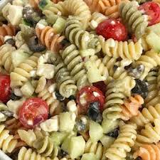 Italian Pasta Salad With Rotini Pasta Cucumber Cherry Crumbled Feta Cheese Sliced Black Olive In 2020 Pasta Salad Italian Easy Italian Pasta Salad Easy Pasta Salad