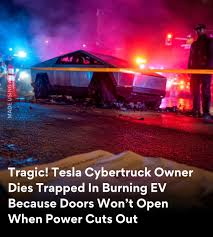 He screamed for help, but the doors wouldn't open.” Tesla faces FIRESTORM  as Elon Musk offers to COVER funeral costs for man who was TRAPPED inside  Cybertruck – family calls it a