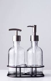 Black And White Hand Soap Dispenser Perfect Pair Glass Clear Soap Dispenser Set With Metal Caddy Glass Soap Dispenser Soap Dispenser Metal Caddy
