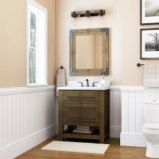 The bathroom vanity is one of the key focal points of any bathroom. Allen Roth Kennilton 30 In Gray Oak Undermount Single Sink Bathroom Vanity With White Carrera Engineered Stone Top In The Bathroom Vanities With Tops Department At Lowes Com