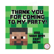 Thank You Gift Bags For Birthday Parties Printable Minecraft Birthday Thank You Tags Minecraft Gifts Minecraft Party Printables Minecraft Party