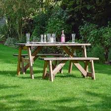 Sol 72 Outdoor Solid Wood Picnic Bench Sol 72 Outdoor Finish Rustic Brown Table Size 150cm L X In 2020 Table And Bench Set Al Fresco Dining Pressure Treated Timber