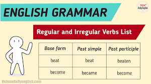 irregular verbs list (full) from
