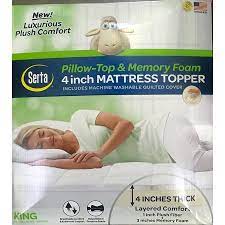 Serta® perfect sleeper® microban® ultimate protection 300tc mattress pad. Serta 4 Pillow Top And Memory Foam Mattress Topper King Walmart Com Walmart Com