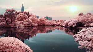 Like other dogwoods, the pink varieties are very good landscape trees for the rest of the year, too, with green foliage that turns purplish in fall, and reddish berries that draw butterflies and birds. Surreal Lake With Pink Trees Photograph By Zachstern Com