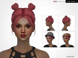 Sims 4 Cc Custom Content Two Pigtails Buns Hairstyle The Sims Resource Tsminhsims Nailah Hair 68 Womens Hairstyles Bun Hairstyles Sims
