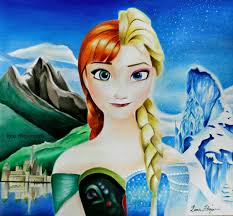 Elsa and Anna Fusion Frozen Drawing by lina244