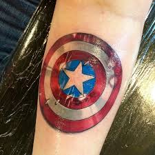 Captain america features as one of the most famous characters in the history of american comic books. Captain America Shield Tattoo Black And White
