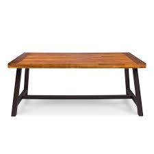 Noble House Rectangular Wood And Metal Outdoor Dining Table 2768 The Home Depot In 2020 Rustic Outdoor Dining Tables Outdoor Dining Table Wood Rectangle Dining Table