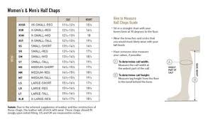 Boot Half Chap Size Charts Manhattan Saddlery