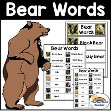 Bear Words Bear Words Pocket Chart Bear Words Dictionary