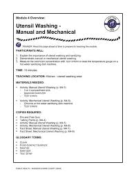 utensil washing manual and mechanical