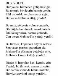 İşte dur yolcu adıyla bilinen bir yolcuya şiiri tamamı. Dur Yolcu Devrim Siir