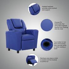 Lch Contemporary Pu Leather Kids Recliner With Cup Holder And Headrest Mini Little Small Recliner Sofa Chair For Baby To Kids Recliners Recliner Chair Recliner