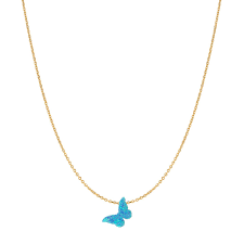 14 Karat Gold Bright Blue Slanted Butterfly Opal Necklace Jewels By Elle Opal Necklace Opal Butterfly Necklace 14 Karat Gold