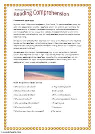 Reading comprehension is important for understanding the content that is actually being read; Reading Comprehension Was Were Worksheet
