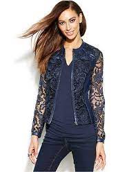 Inc International Concepts Faux Leather Trimmed Lace Moto Jacket Inc Coats Jackets Women Macy S Naryady Kruzhevnaya Kurtka Modnye Stili