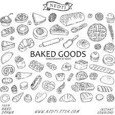 Pastry Doodle Clipart Baked Goods Clip Art Bakery Illustration Png Hand Drawn By Nedti Doodles Doodle Drawings Cool Doodles