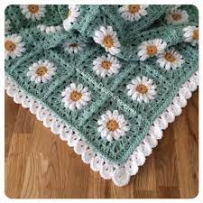 Field Of Daisies Blanket Crochet Daisy Crochet Edging Crochet Square Patterns