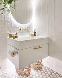 Led Mirror Light And Under Vanity Light Out On Sensor Tp Holder On Vanity Basin All In One An Round Mirror Bathroom Led Mirror Bathroom Gray Bathroom Decor